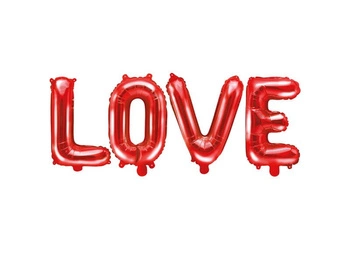 Balon foliowy Love, 140x35cm, czerwony Party Deco