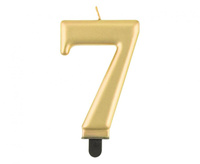#SC11 Świeczka B&C cyferka 7, metalik złota, 8,0 cm