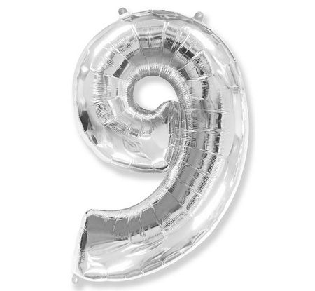 #BFK Balon foliowy FX - Number 9 srebrny 85 cm KK, niepakowany