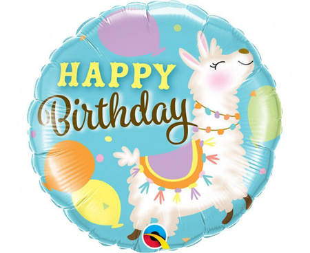 #BFK Balon foliowy 18" CIR - BDAY Llama