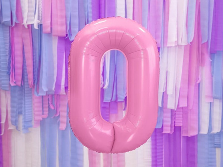 Balon foliowy Cyfra ''0'', 86cm, różowy Party Deco