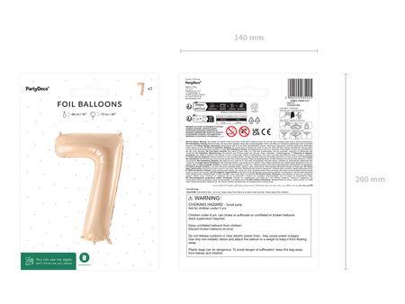Balon foliowy Cyfra ''7'', 72cm, beż