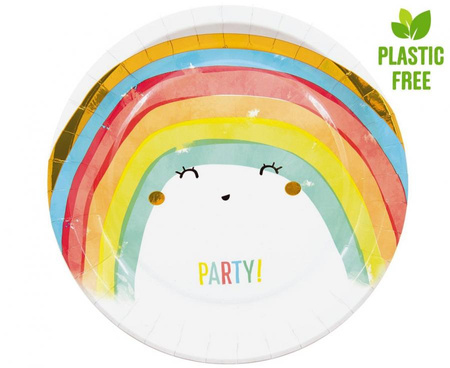 #ZTA Talerzyki papierowe Rainbow Party, next generation, 23cm, 8 szt. (plastic-free)
