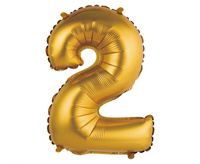 #BFC11 Balon foliowy "Cyfra 2", złota, matowa, 35 cm KK