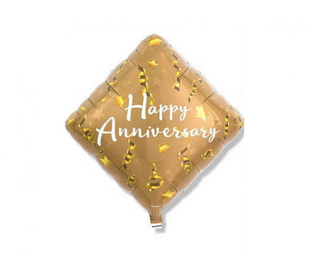 #BFK Balon Ibrex Hel, diament 14", Happy Anniversary Star&Ribbons, packed