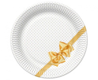 #ZTA Talerzyki papierowe Golden Bow Elegance, 18 cm, 8 szt.