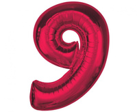 #BFC39 Balon foliowy Smart, cyfra 9, czerwona, 92 cm AA