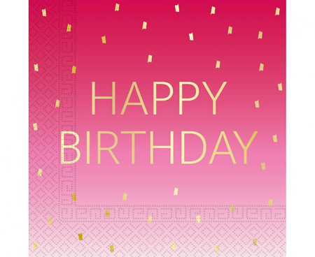 #ZSE Serwetki papierowe Pink Happy Birthday, Decorata, FSC, 33 x 33 cm, 20 szt.