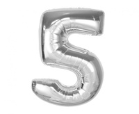 #BFC38 Balon foliowy Smart, cyfra 5, srebrna, 92 cm  KK