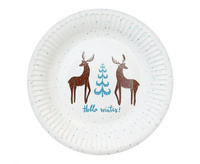 #ZTA_GD Talerzyki papierowe Hello Winter, białe, certyfikat FSC, 18 cm/ 6 szt.