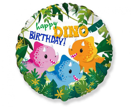 #BFK Balon foliowy 18" FX - Happy Birthday - Dino, pakowany KK
