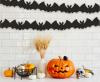 Girlanda papierowa Nietoperze 3 m — czarna dekoracja na Halloween