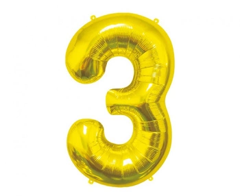 Balon foliowy B&C Cyfra 3, złota, 85 cm  AA