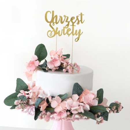Topper na tort Chrzest Święty ZŁOTY Part Pal