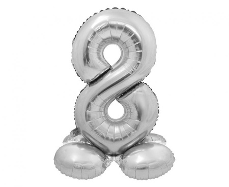 #BFC59 Balon foliowy Smart, Cyfra stojąca 8, srebrna, 72 cm KK