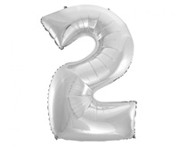 #BFC51 Balon foliowy B&C Cyfra 2, srebrna, 92 cm AA