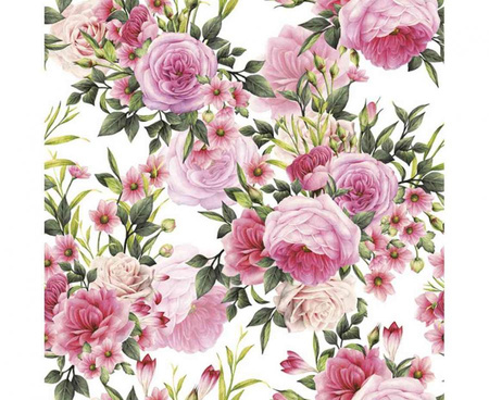 #ZSE Serwetki pap. Rose Twigs with Leaves and Flowers, 33x33 cm