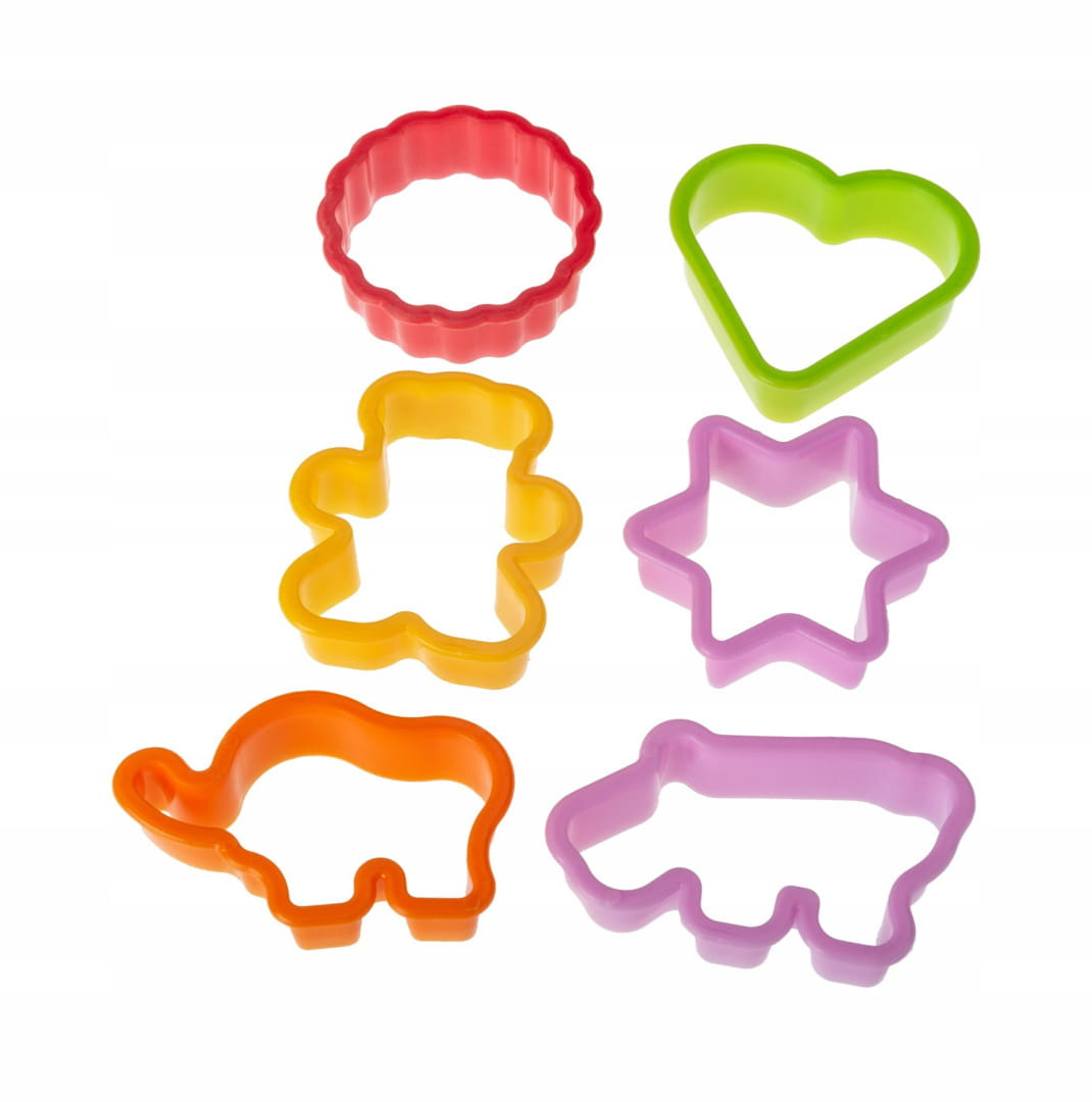 Zestaw 6 sztuk wykrawaczek foremek do ciasteczek SERDUSZKO, GWIAZDKA, MIŚ, HIPCIO, SŁONIK, KÓŁKO Galicja