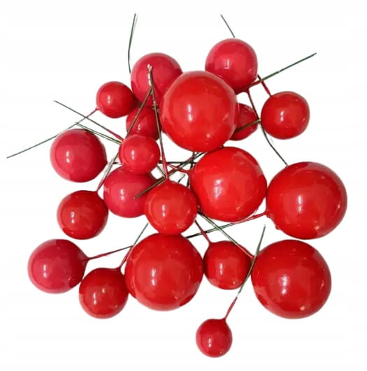 Czerwone dekoracje topper kuleczki na piku do tortów i stroików