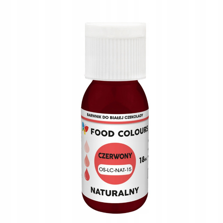 Naturalny barwnik w płynie do mas tłustych i czekolady CZERWONY 18ml Food Colours