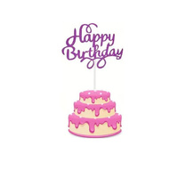 Papierowy topper na tort HAPPY BIRTHDAY FUKSJOWY WZ.I
