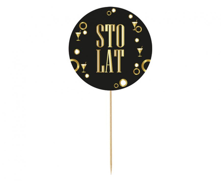 #DETO Dekoracja pap. na tort B&G Party - Sto Lat, okrągła 10 cm