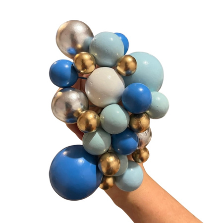 Toppery na tort kule na piku ZŁOTO SREBRNO NIEBIESKO BIAŁE