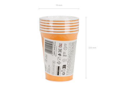 Kubeczki papierowe, jasny pomarańczowy, 250ml (1 op. / 6 szt.)