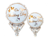 #BFK Balon Ibrex, na patyczek, okrągły 5", Wedding Doves&Rings, 10 szt.