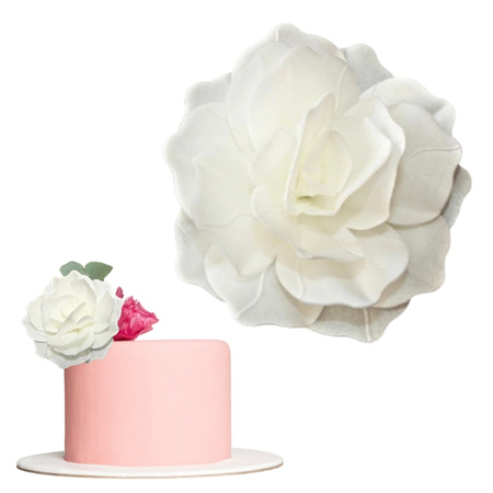 Dekoracja waflowa RÓŻA Pastella BIAŁA Rose Decor