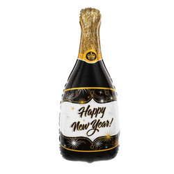 Balon foliowy Szampan Happy New Year czarny 100x49 cm