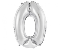 #BFC56 Balon foliowy "Cyfra 0", srebrna, 35 cm KK