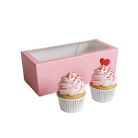 Pudełko na 2 muffinki babeczki 18x9x7 cm RÓŻOWE