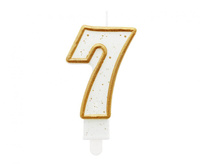 #SC2 Świeczka B&C cyferka "7", złoty kontur, 9 cm