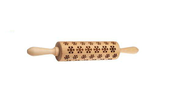 Wałek drewniany grawerowany ŚNIEŻYNKI 20 cm Galicja – widok produktu