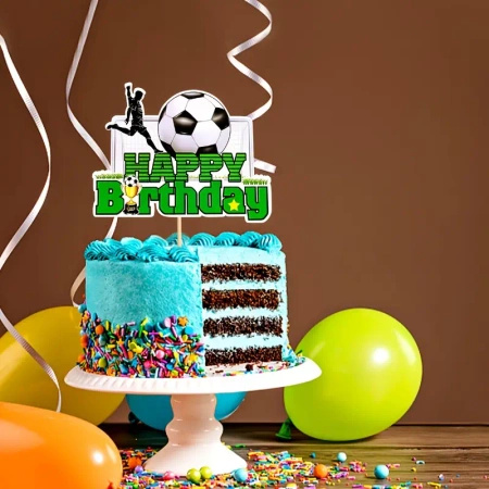 Urodzinowy topper na tort Happy Birthday PIŁKA N0ŻNA BRAMKA PIŁKARZ