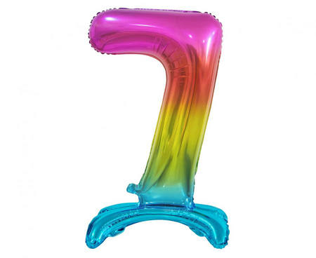 #BFC6 Balon foliowy B&C Cyfra stojąca 7, tęczowa, 74 cm AA