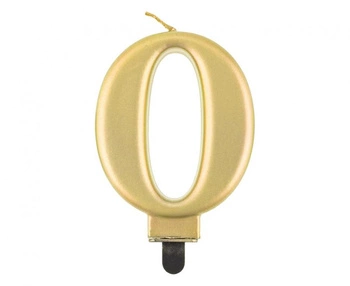 #SC11 Świeczka B&C cyferka 0, metalik złota, 8 cm