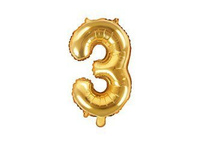 Balon foliowy Cyfra ''3'', 35cm, złoty Party Deco