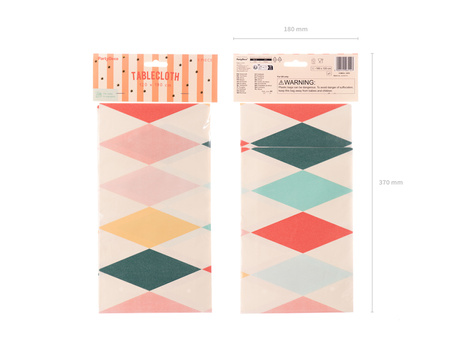 Obrus papierowy Romby, mix, 180 x 120 cm