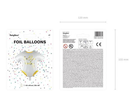 Balon foliowy Śpioszki - Hello Baby, 51x45cm, Party Deco