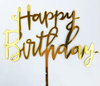Topper na tort urodzinowy złoty HAPPY BIRTHDAY  11,5x9,5 cm WZ. VIII