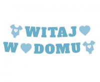 #DEGI Girlanda papierowa B&G Witaj w domu, niebieska, 280 cm