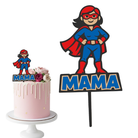 Topper na tort 16x6,5 cm SUPER MAMA DZIEŃ MAMY WZ.I