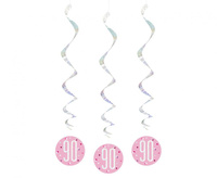 #DEI Dekoracja wisząca Glitz 90, groszki, 81 cm, różowa, 6 szt.