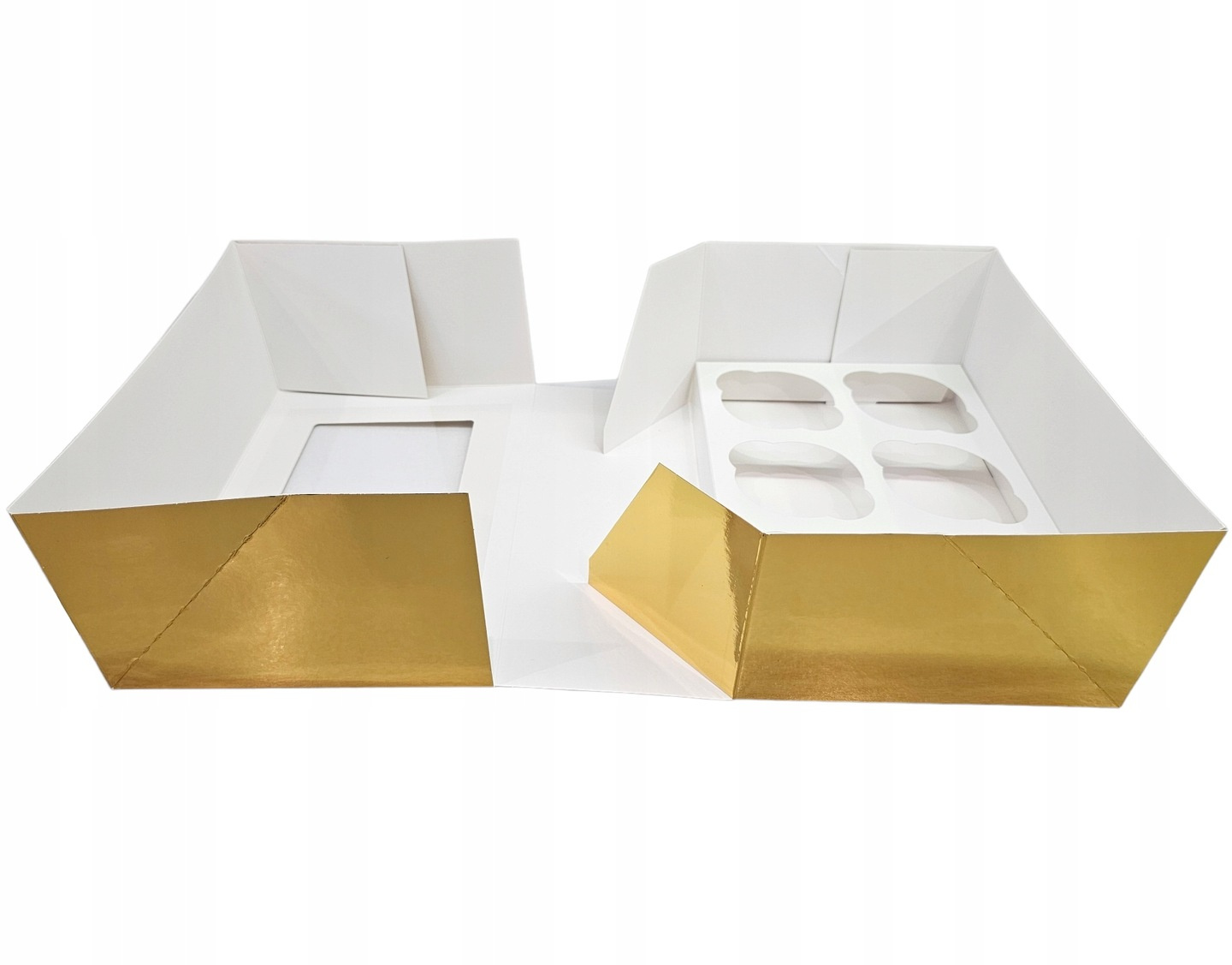 Złote pudełko na muffinki z wkładką kratownicą