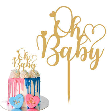 Topper na tort OH BABY 15x10 cm Gender reval Baby Shower