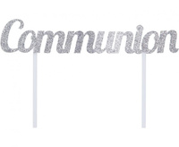 #DETO Brokatowa dekoracja na tort Communion, srebrna