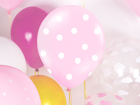 Balony 30cm, Kropki, Pastel Hot Pink (1 op. / 50 szt.)