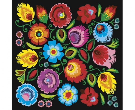 #ZSE Serwetki papierowe Łowicz Folk Colourful Cut-out on Gold, 33 x 33 cm,  20 szt.